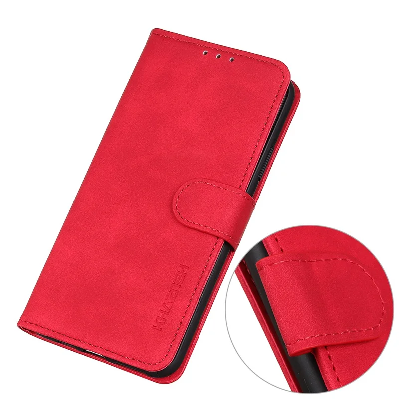KHAZNEH Para Google Pixel 8 Wallet Stand Phone Case Retro PU Leather Phone Cover - Vermelho