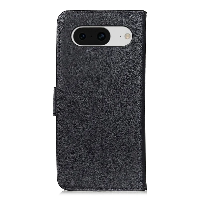 KHAZNEH para Google Pixel 8 Cowhide Texture Leather Case Wallet Stand Cell Phone Cover - Black