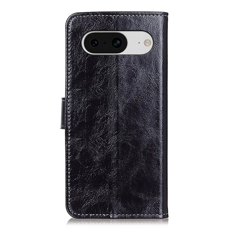 Retro Crazy Horse Texture Leather Case for Google Pixel 8 , Stand Wallet Cell Phone Cover - Black