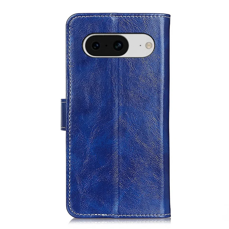 Retro Crazy Horse Texture Leather Case for Google Pixel 8 , Stand Wallet Cell Phone Cover - Blue