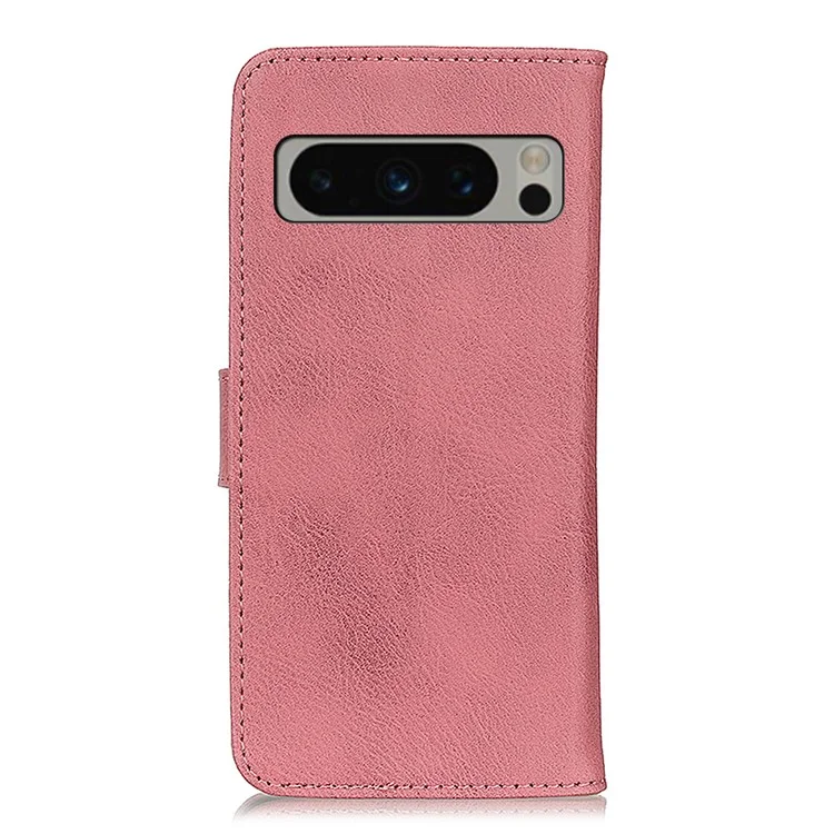 Khazneh Pour Google Pixel 8 Pro Portefeuille Stand en Cuir Couier de Téléphone de Vache - Rose