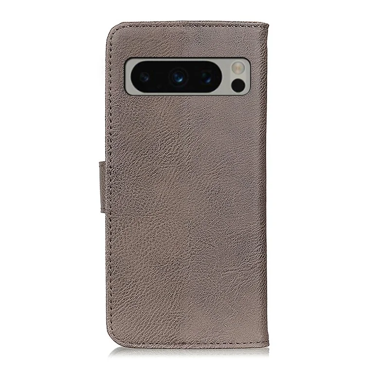 KHAZNEH for Google Pixel 8 Pro Wallet Stand Leather Phone Case Cowhide Texture Phone Cover - Khaki