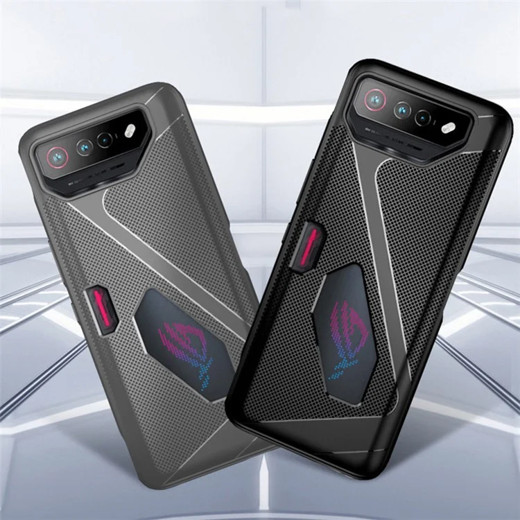 Para Asus ROG Phone 7 5G / 7 Pro Anti-caída Funda Blanda de TPU Texturizada Cubierta de Teléfono - Negro
