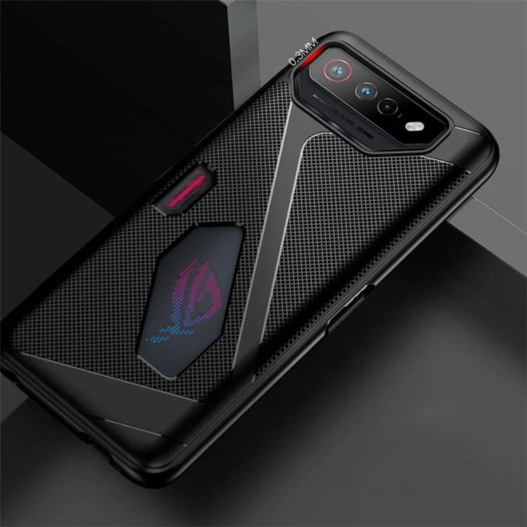 Para Asus ROG Phone 7 5G / 7 Pro Anti-caída Funda Blanda de TPU Texturizada Cubierta de Teléfono - Negro