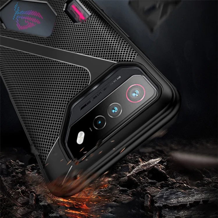 Para Asus ROG Phone 7 5G / 7 Pro Anti-caída Funda Blanda de TPU Texturizada Cubierta de Teléfono - Negro