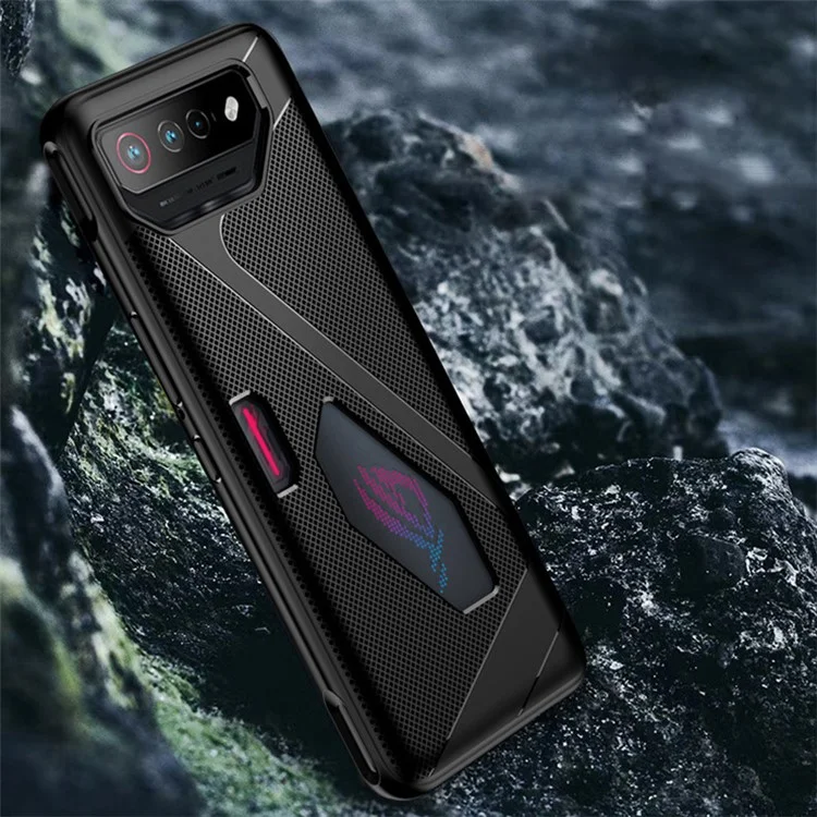 Para Asus ROG Phone 7 5G / 7 Pro Anti-caída Funda Blanda de TPU Texturizada Cubierta de Teléfono - Negro
