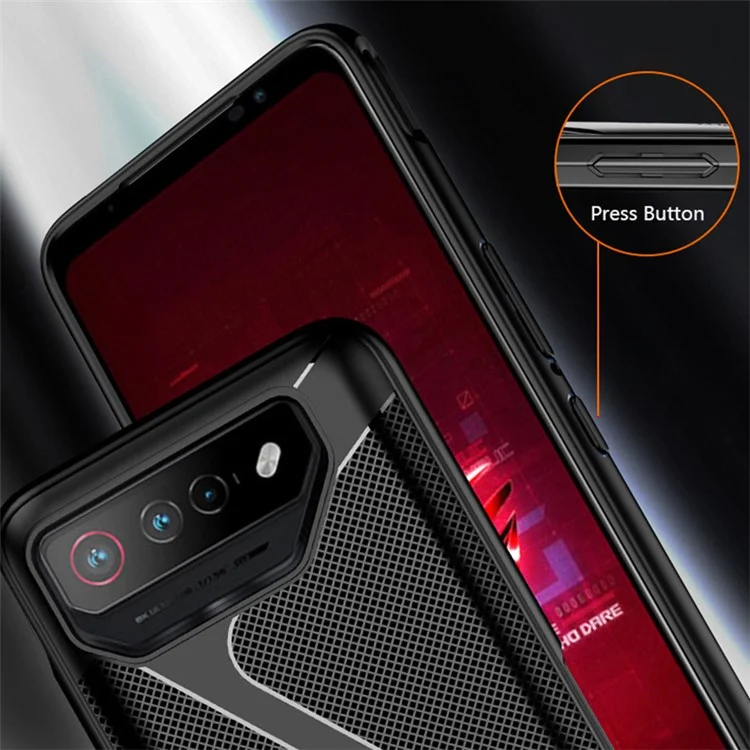 Para Asus ROG Phone 7 5G / 7 Pro Anti-caída Funda Blanda de TPU Texturizada Cubierta de Teléfono - Negro