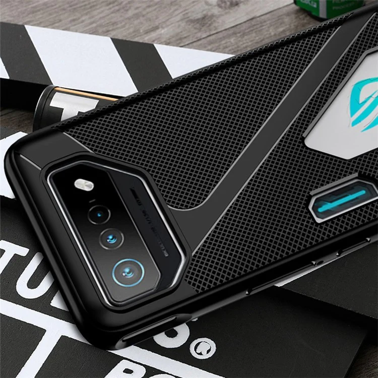 Para Asus ROG Phone 7 5G / 7 Pro Anti-caída Funda Blanda de TPU Texturizada Cubierta de Teléfono - Negro