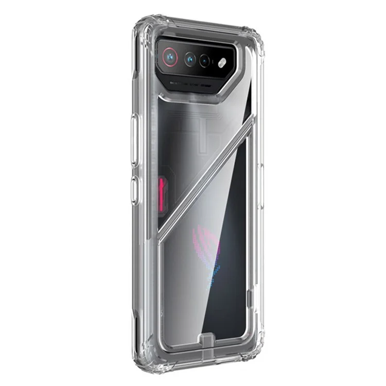 Para Asus ROG Phone 7 5G / 7 Pro Funda de Teléfono con Soporte Magnético PC+TPU Anti-caída - Transparente