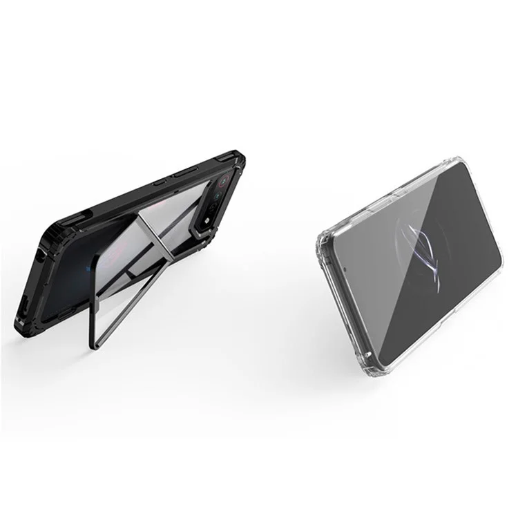 Para Asus ROG Phone 7 5G / 7 Pro Funda de Teléfono con Soporte Magnético PC+TPU Anti-caída - Transparente