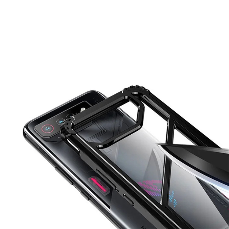 Para Asus ROG Phone 7 5G / 7 Pro Funda de Teléfono con Soporte Magnético PC+TPU Anti-caída - Transparente