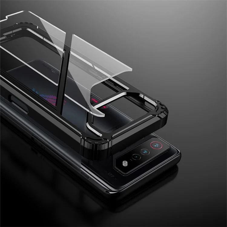 Para Asus ROG Phone 7 5G / 7 Pro Funda de Teléfono con Soporte Magnético PC+TPU Anti-caída - Transparente