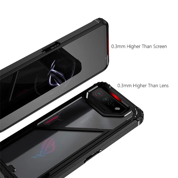 Para Asus ROG Phone 7 5G / 7 Pro Funda de Teléfono con Soporte Magnético PC+TPU Anti-caída - Transparente