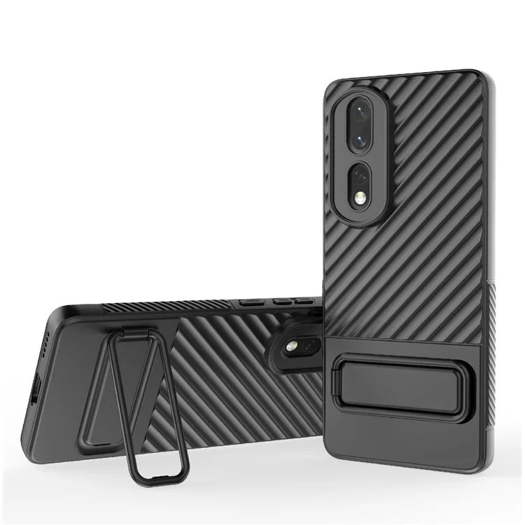 Funda de Teléfono de TPU Resistente para Honor 80 Pro 5G, Anti-Caída, Resistente a Golpes, con Soporte - Negro