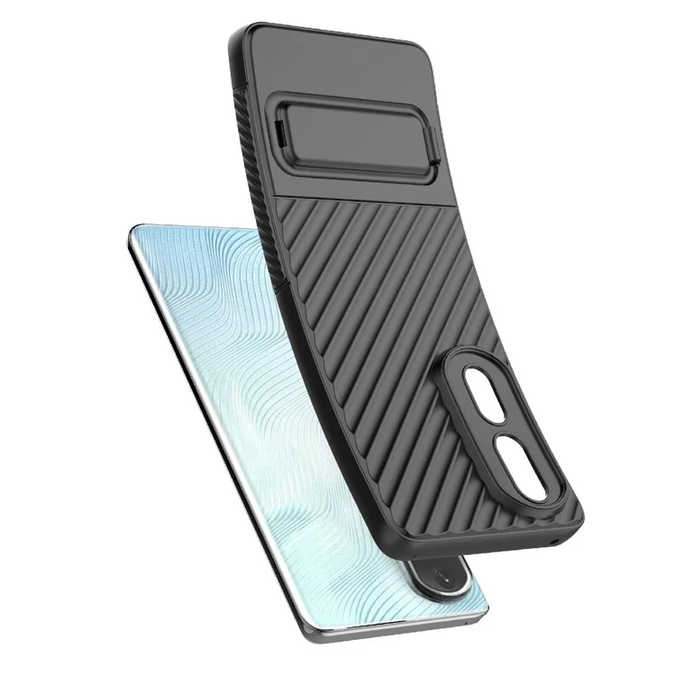 Funda de Teléfono de TPU Resistente para Honor 80 Pro 5G, Anti-Caída, Resistente a Golpes, con Soporte - Negro