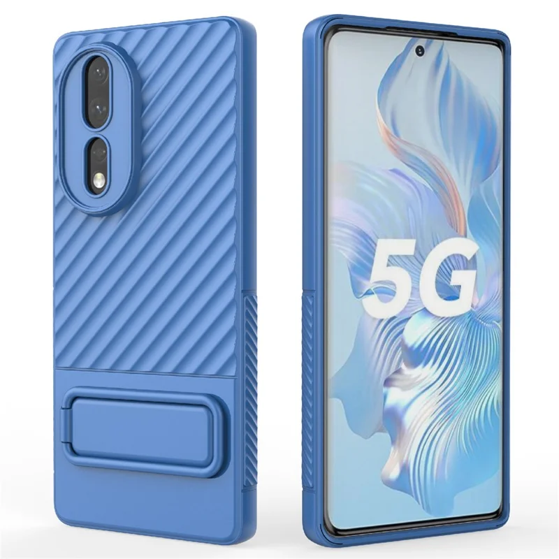 For Honor 80 5G Capa Protetora Anti-Queda TPU Capa de Celular com Suporte - Azul Bebê