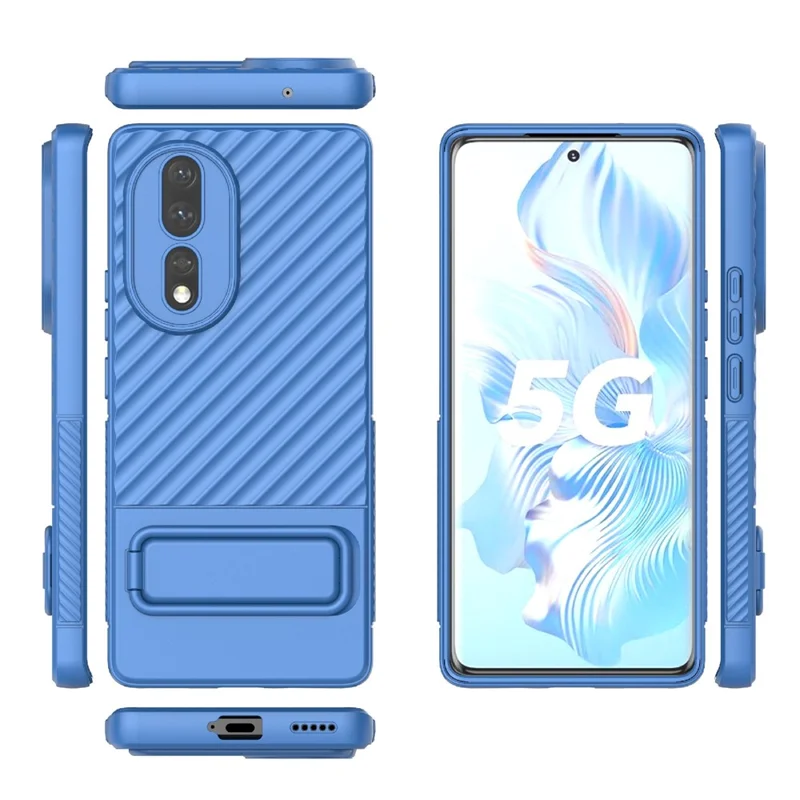 For Honor 80 5G Capa Protetora Anti-Queda TPU Capa de Celular com Suporte - Azul Bebê