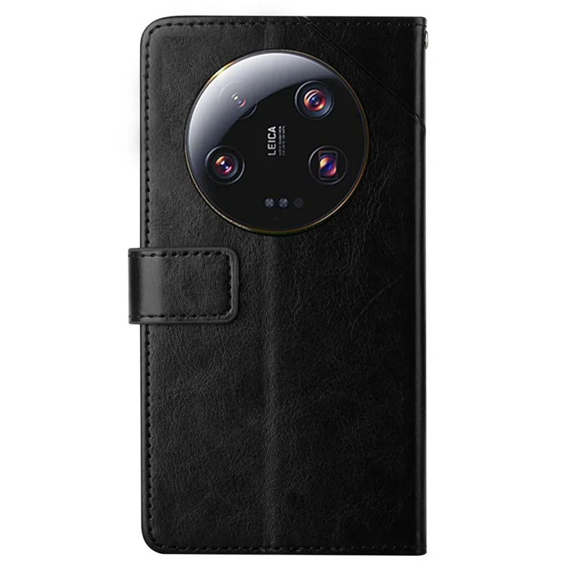 HT01 Per Xiaomi 13 Ultra Custodia per Cellulare Decorazione a Linea a Y Supporto a Portafoglio Pelle PU+TPU - Nero