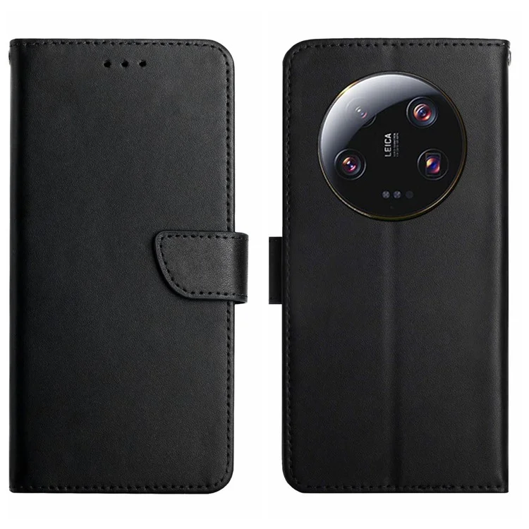 Custodia per telefono Nappa Texture HT02 per Xiaomi 13 Ultra, Portafoglio in pelle bovina genuina - Nero
