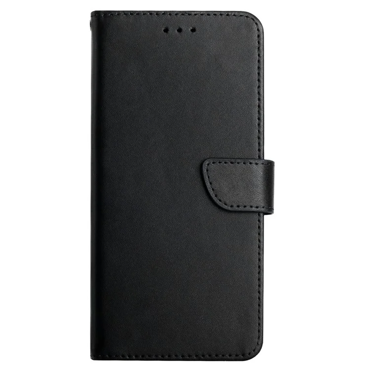 HT02 For Sony Xperia 10 V Nappa Texture Genuine Cow Leather Phone Case Stand Wallet Flip Phone Cover - Black