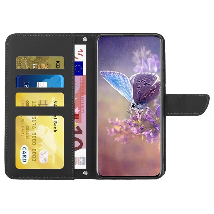 HT03 для Sony Xperia 10 V Кожаный чехол с тактильным покрытием, подставка-бумажник с плечевым ремнем - Черный
