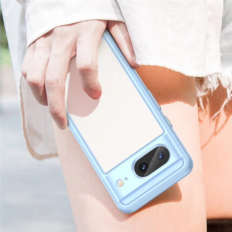 Para Google Pixel 8 Flexible TPU+Hard Acrylic Phone Case Anti-Scratch Cell Phone Shell Cover - Azul