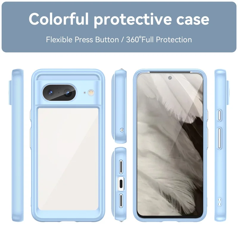 Para Google Pixel 8 Flexible TPU+Hard Acrylic Phone Case Anti-Scratch Cell Phone Shell Cover - Azul