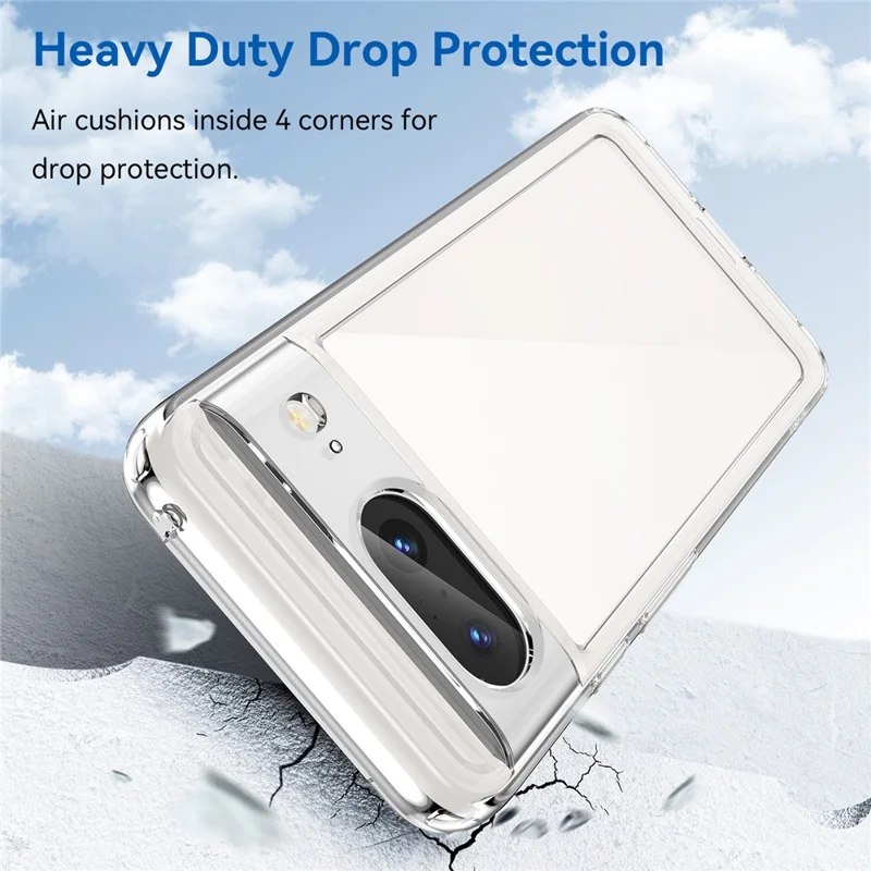For Google Pixel 8 Flexible TPU+Hard Acrylic Phone Case Anti-Scratch Cell Phone Shell Cover - Transparent