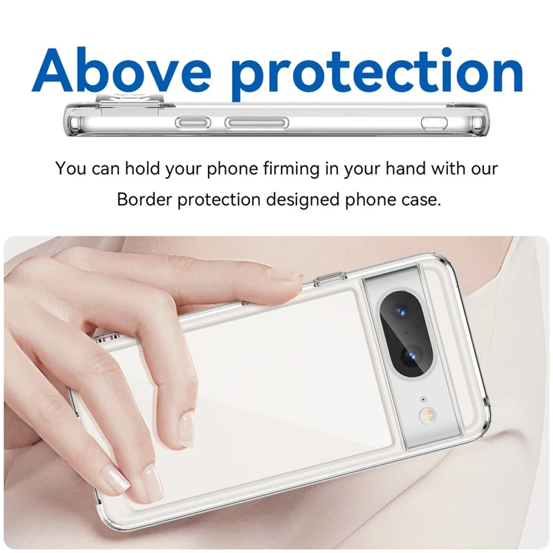 For Google Pixel 8 Flexible TPU+Hard Acrylic Phone Case Anti-Scratch Cell Phone Shell Cover - Transparent