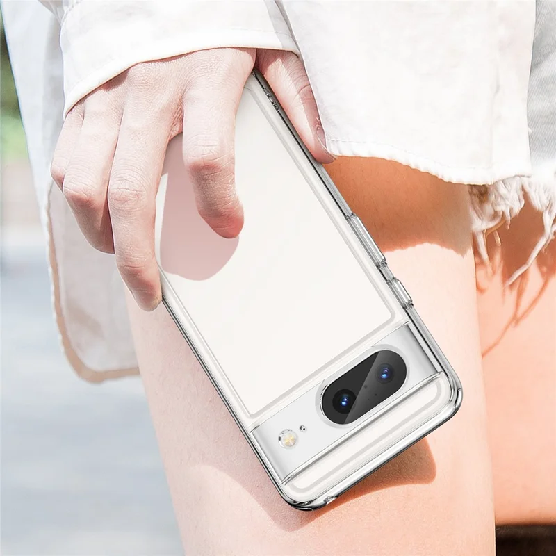 For Google Pixel 8 Flexible TPU+Hard Acrylic Phone Case Anti-Scratch Cell Phone Shell Cover - Transparent