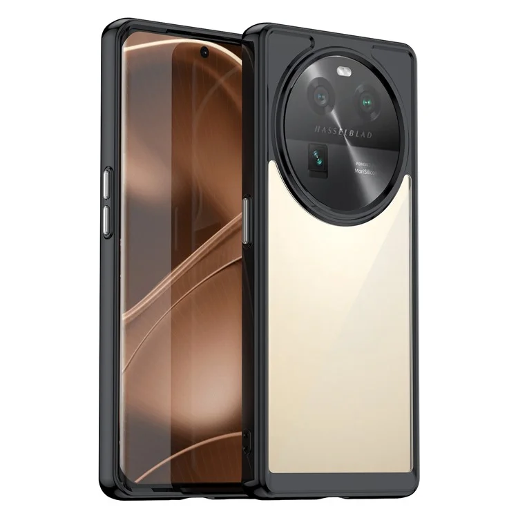 For Oppo Find X6 Shockproof Mobile Phone Case TPU+Acrylic Phone Shell Anti-Scratch Protective Cover - Black