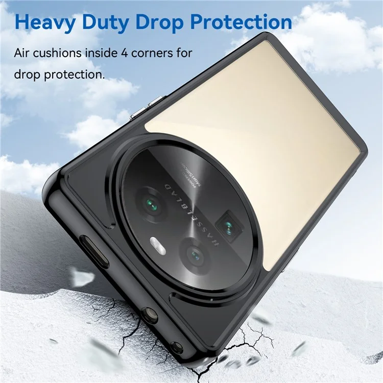 For Oppo Find X6 Shockproof Mobile Phone Case TPU+Acrylic Phone Shell Anti-Scratch Protective Cover - Black