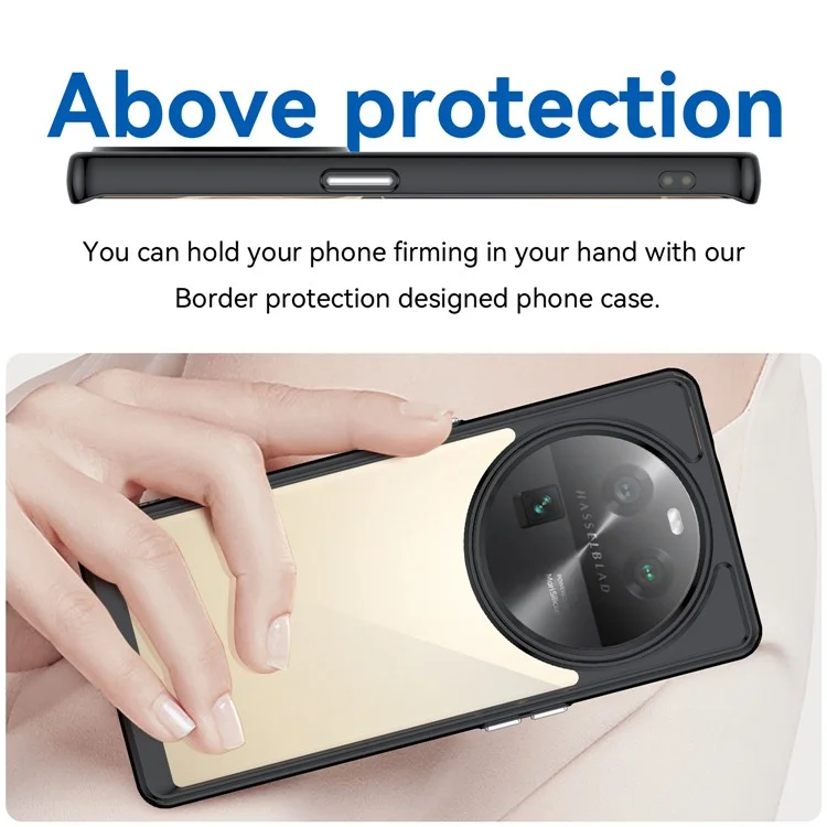 For Oppo Find X6 Shockproof Mobile Phone Case TPU+Acrylic Phone Shell Anti-Scratch Protective Cover - Black