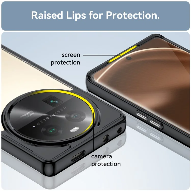 For Oppo Find X6 Shockproof Mobile Phone Case TPU+Acrylic Phone Shell Anti-Scratch Protective Cover - Black