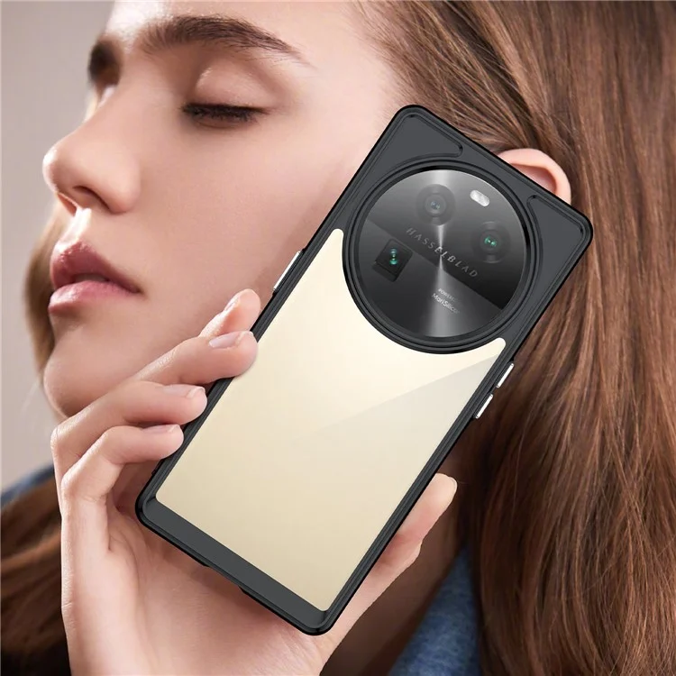 For Oppo Find X6 Shockproof Mobile Phone Case TPU+Acrylic Phone Shell Anti-Scratch Protective Cover - Black
