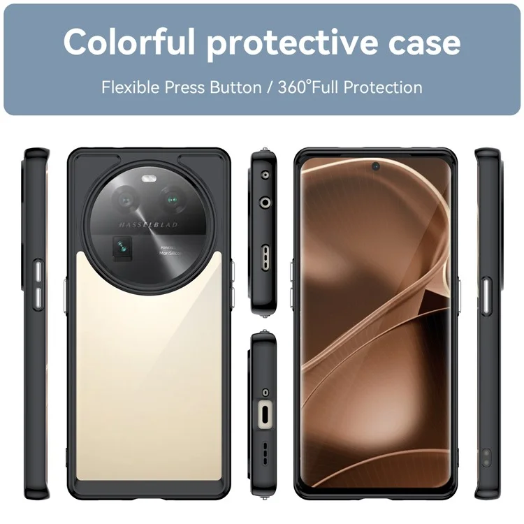 For Oppo Find X6 Shockproof Mobile Phone Case TPU+Acrylic Phone Shell Anti-Scratch Protective Cover - Black
