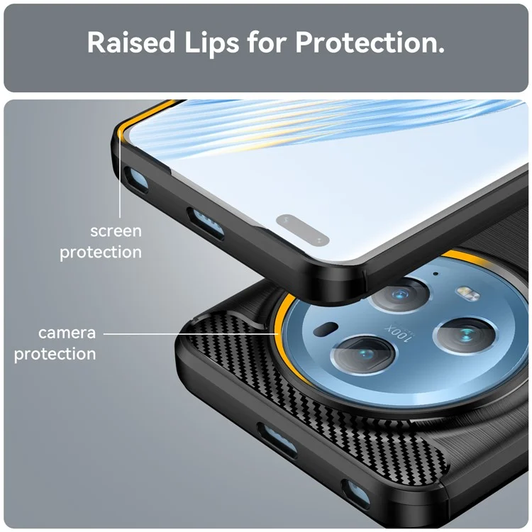 Flexibles TPU-Handyhülle für Honor Magic5 Pro, gebürstete Kohlefaser-Textur, staubdichte Handyhülle - Schwarz