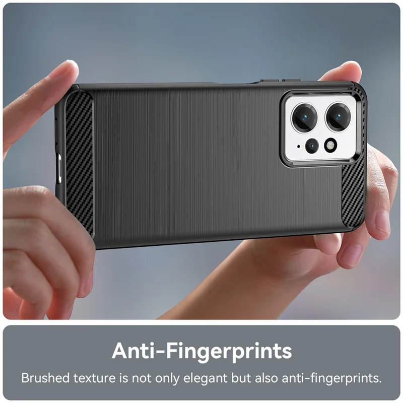 Pour Xiaomi Redmi Note 12 4G Étui de téléphone TPU Texture de fibre de carbone brossée Protection anti-chute Coque de téléphone - Noir