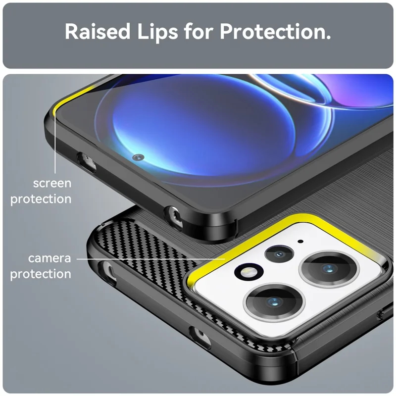 Pour Xiaomi Redmi Note 12 4G Étui de téléphone TPU Texture de fibre de carbone brossée Protection anti-chute Coque de téléphone - Noir