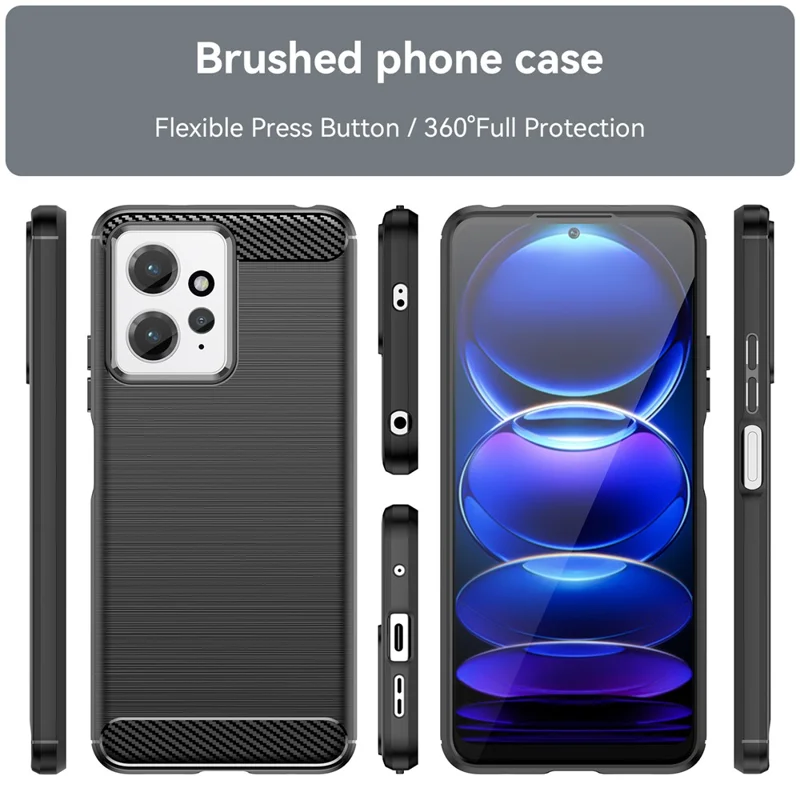 Pour Xiaomi Redmi Note 12 4G Étui de téléphone TPU Texture de fibre de carbone brossée Protection anti-chute Coque de téléphone - Noir