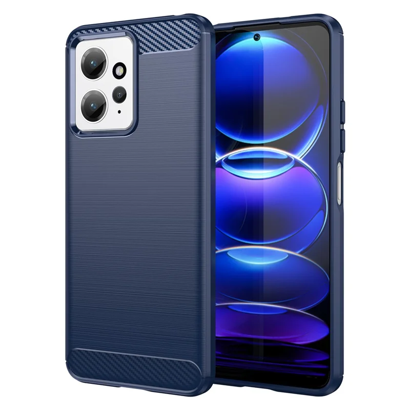 For Xiaomi Redmi Note 12 4G TPU Phone Cover Brushed Carbon Fiber Texture Drop Protection Phone Case - Blue