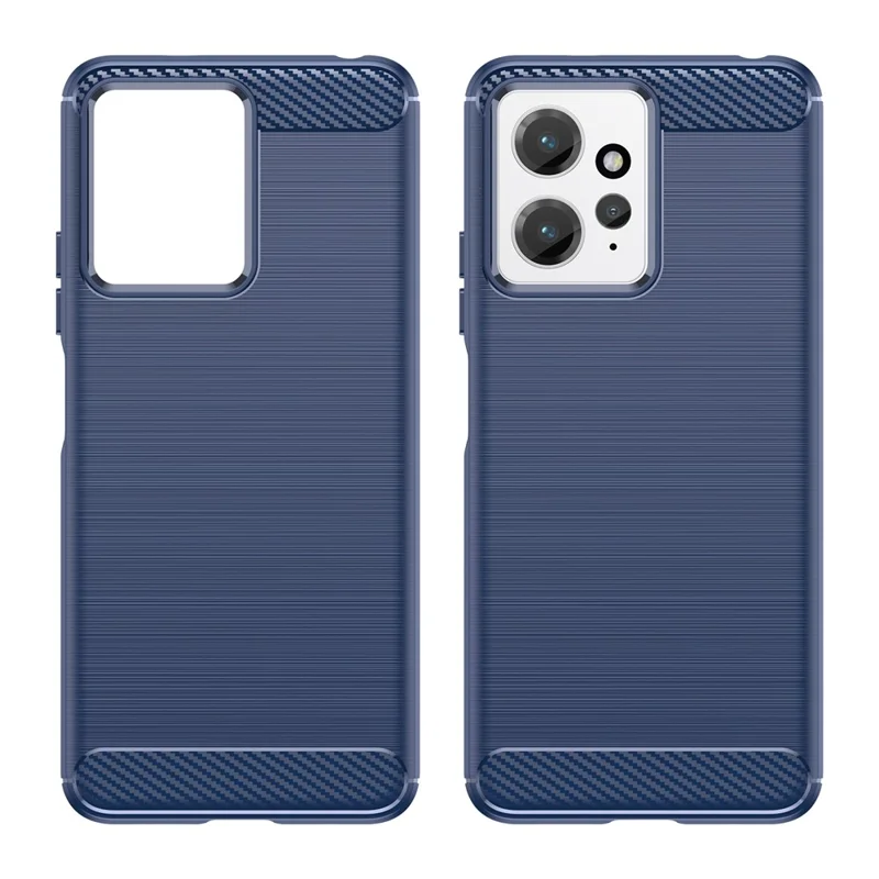 For Xiaomi Redmi Note 12 4G TPU Phone Cover Brushed Carbon Fiber Texture Drop Protection Phone Case - Blue
