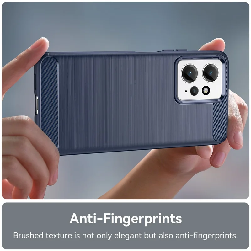 For Xiaomi Redmi Note 12 4G TPU Phone Cover Brushed Carbon Fiber Texture Drop Protection Phone Case - Blue