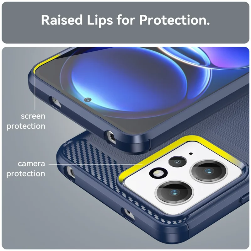 For Xiaomi Redmi Note 12 4G TPU Phone Cover Brushed Carbon Fiber Texture Drop Protection Phone Case - Blue