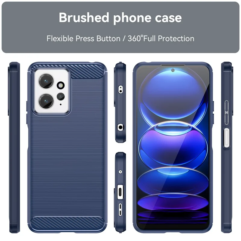 For Xiaomi Redmi Note 12 4G TPU Phone Cover Brushed Carbon Fiber Texture Drop Protection Phone Case - Blue