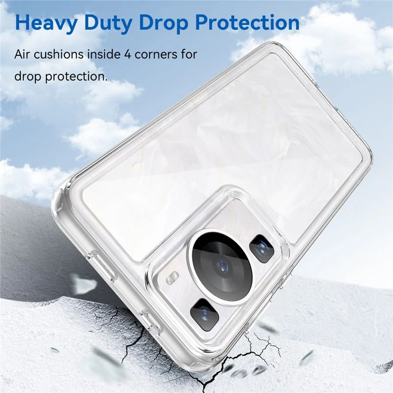 Raised Bezel Phone Case for Huawei P60 / P60 Pro, TPU+Acrylic Phone Shell Drop Protection Cover - Transparent