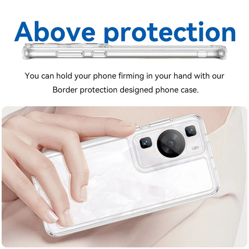 Raised Bezel Phone Case for Huawei P60 / P60 Pro, TPU+Acrylic Phone Shell Drop Protection Cover - Transparent