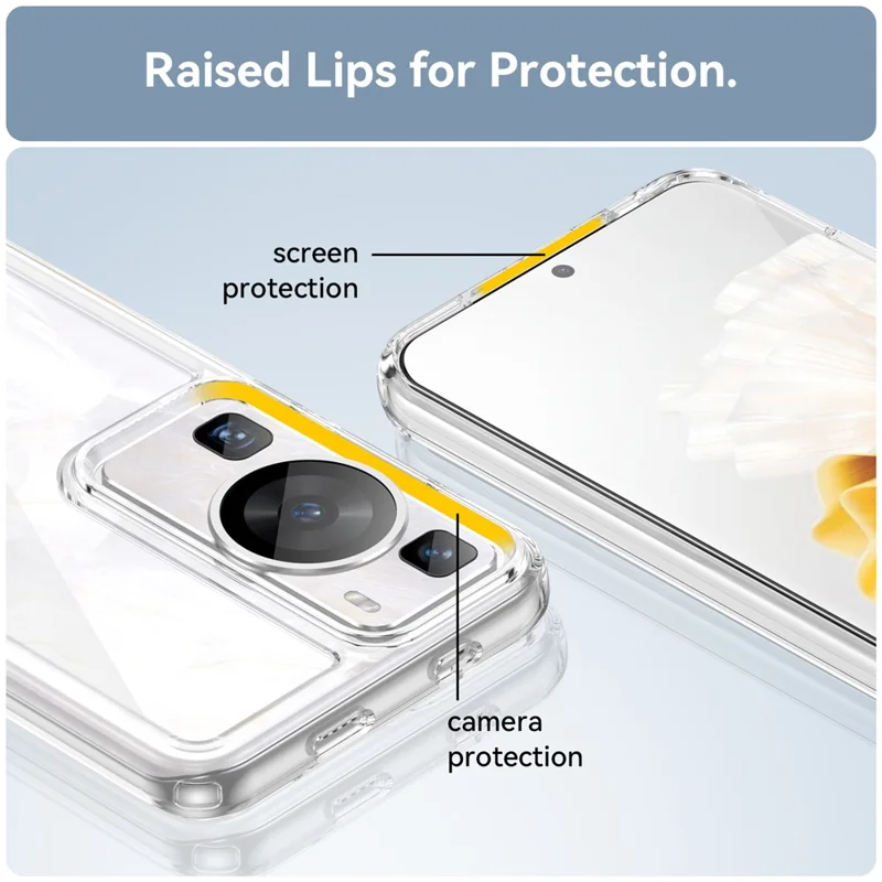 Raised Bezel Phone Case for Huawei P60 / P60 Pro, TPU+Acrylic Phone Shell Drop Protection Cover - Transparent