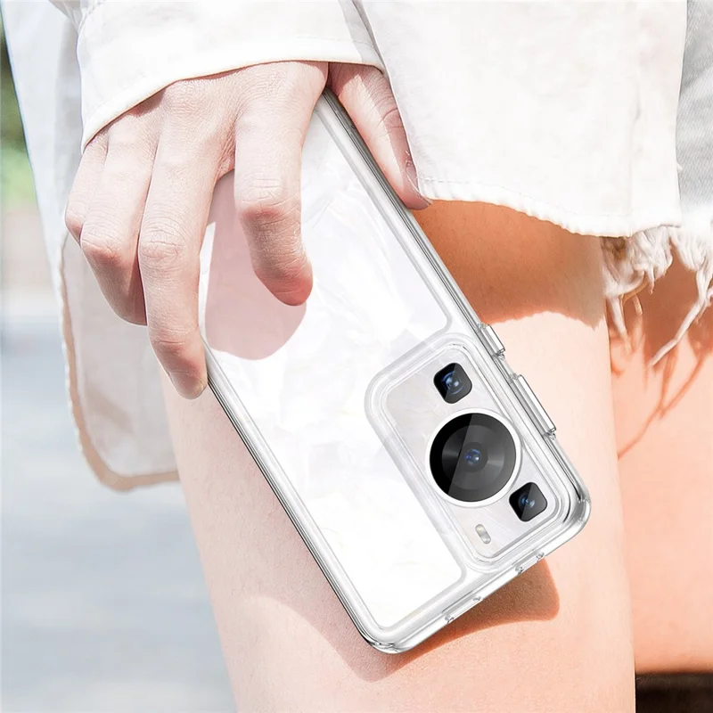 Raised Bezel Phone Case for Huawei P60 / P60 Pro, TPU+Acrylic Phone Shell Drop Protection Cover - Transparent