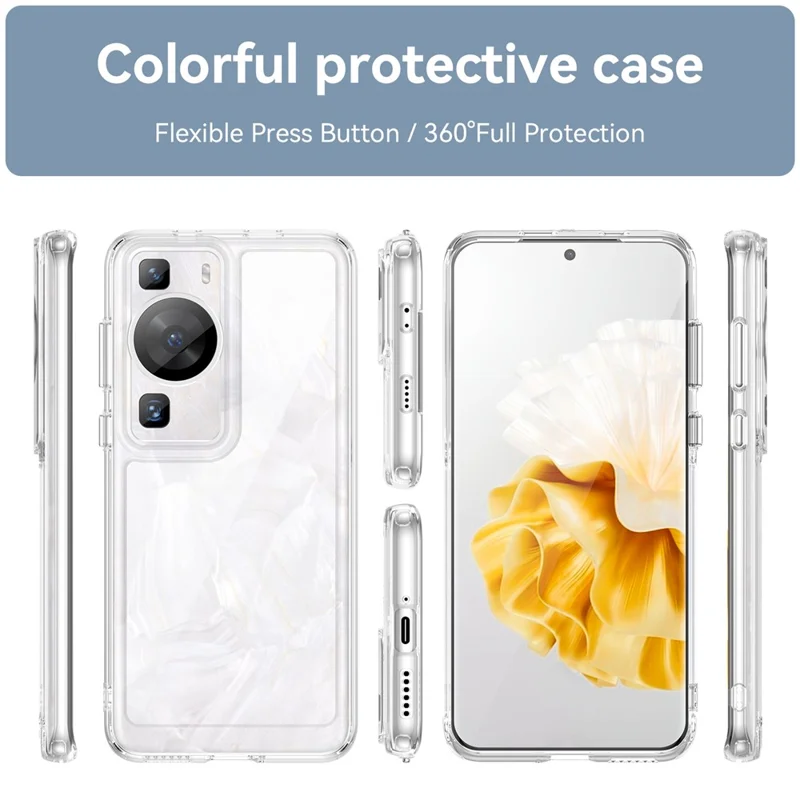 Raised Bezel Phone Case for Huawei P60 / P60 Pro, TPU+Acrylic Phone Shell Drop Protection Cover - Transparent